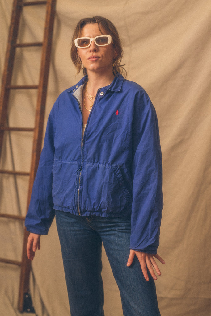 Vintage 90's Polo Cotton Jacket- Blue – Mom's Sweet Shop