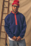 Vintage 90's Quarter Zip Fleece Pullover- Navy/Red
