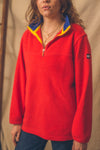 Vintage 90's Tommy Hilfiger Quarter Zip Fleece Pullover- Red