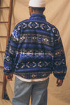 Vintage 90's Patterned Fleece Pullover-Black/Blue
