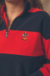 Vintage 90's Ralph Lauren Quarter Zip L/S Polo- Red/Navy Rugby Stripe