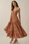 Smocked Bodice Maxi Halter Dress- Copper