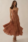 Smocked Bodice Maxi Halter Dress- Copper