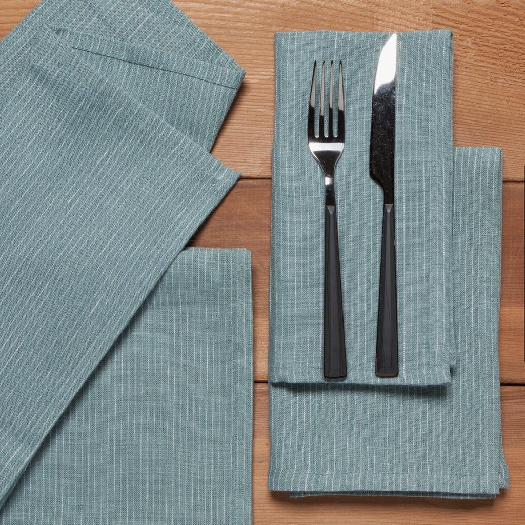 Linen Napkins- Set of 4- Navy Pinstripe