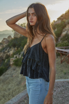 For the Frill of It Top- Black Metallic