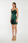 My Nights Run Together Cowl Neck Mini Dress- Forest Green