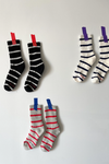 Le Bon Striped Boyfriend Socks- Black Stripe