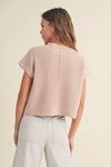 Half High Neck S/S Sweater Top- Pale Pink