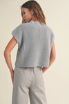 Half High Neck S/S Sweater Top- Pale Blue