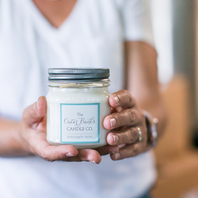 Outer Banks Candle Company Mason Jar Soy Candle- Pineapple Mint