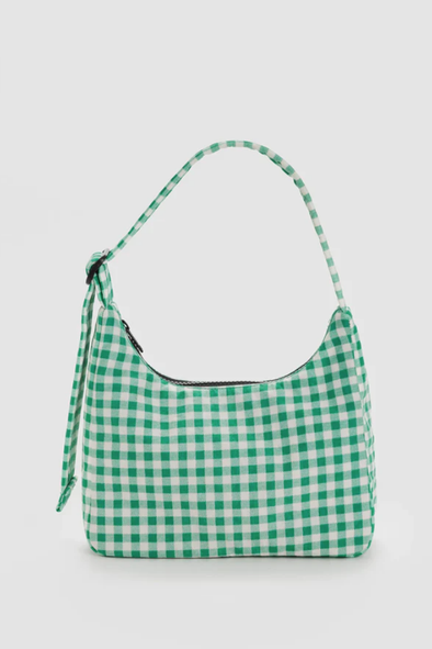 Baggu Mini Nylon Shoulder Bag- Green Gingham