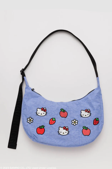 Baggu Medium Nylon Crescent Bag- Embroidered Hello Kitty