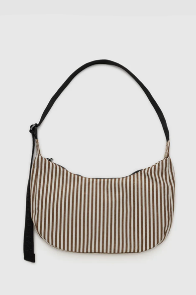 Baggu Medium Nylon Crescent Bag- Brown Stripe