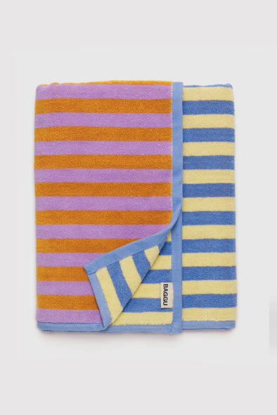 Baggu Bath/Beach Towel- Hotel Stripe