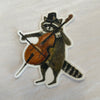 Raccoon Cellist Die Cut Vinyl Sticker