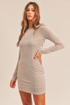 CLEARANCE- Slinky Fitted Mini Dress- Taupe