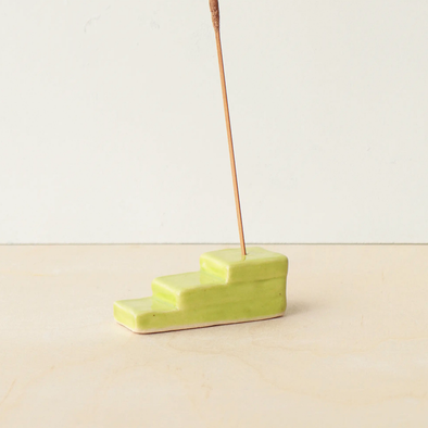 Ceramic Incense Holder - Geo Lime Steps