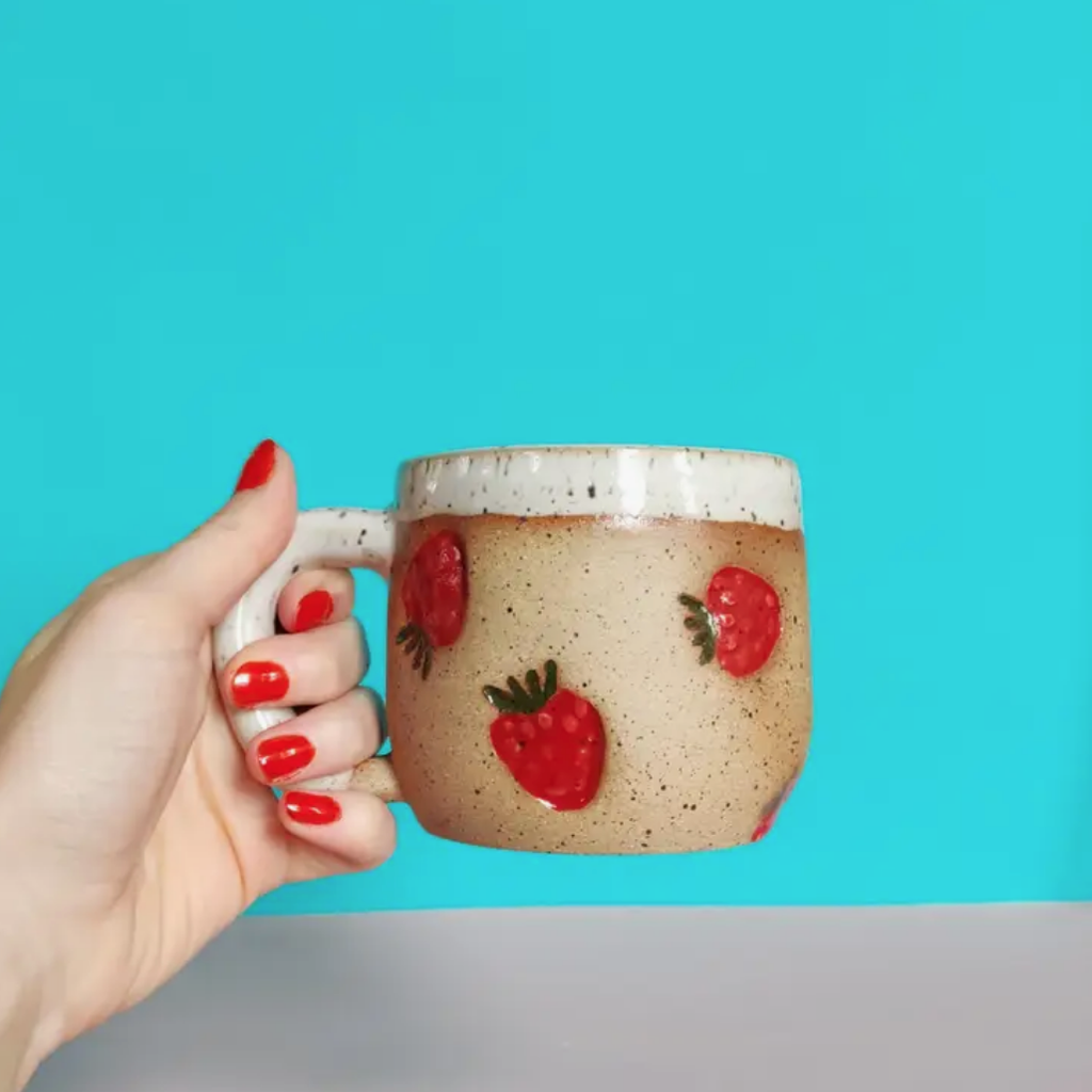 Preorder:strawberries Forever Handmade Ceramic Mug-clay Mug -  Norway