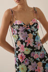 Not Your Mom's Floral Chiffon Mini Slip Dress- Black Floral