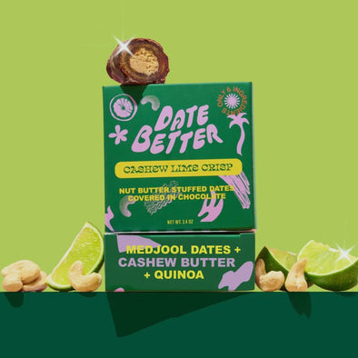 Cashew Lime Crisp, Chocolate Covered Dates