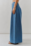 Genevieve Pleated Wide Leg Trouser-Denim