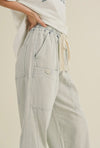 Shania Loose Fit Striped Denim Pants- Light Wash