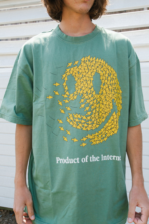 Smiley Product of the Internet T-Shirt- Sage