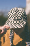 Call Your Mom Checkerboard Hat- Black