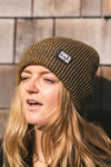 Mom’s Groovy Cold Weather Beanie-Golden Flax moo