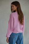 Overlapped Cropped Sweater- Pink