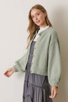 Texture Knit Cardigan- Sage