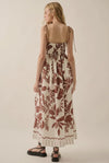 Tropics Print FIt & Flare Maxi- Cream/Mocha