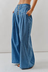 Genevieve Pleated Wide Leg Trouser-Denim