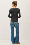 Ultra Soft Basic Scoop Neck L/S Tee- Dark Charcoal