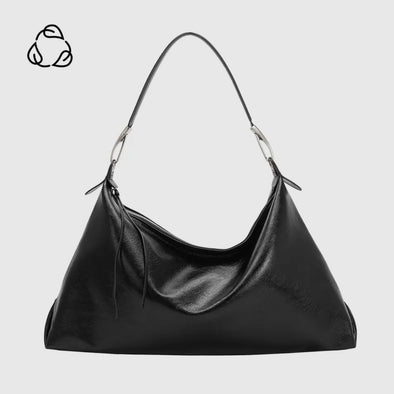 Charlie Recycled Vegan Shoulder Bag- Black