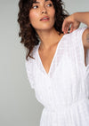 Button Front Handkerchief Midi Dress- White