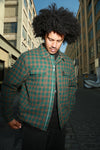 Theories Lantern Quilted Flannel Jacket- Green