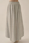 Floral Stripe Button Front Maxi Skirt- Blue/Cream