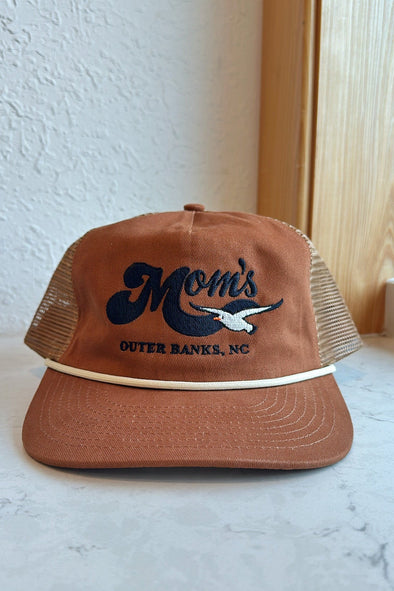 Mom's Logo Seagull Brushed Cotton Trucker- Rust/White Rope