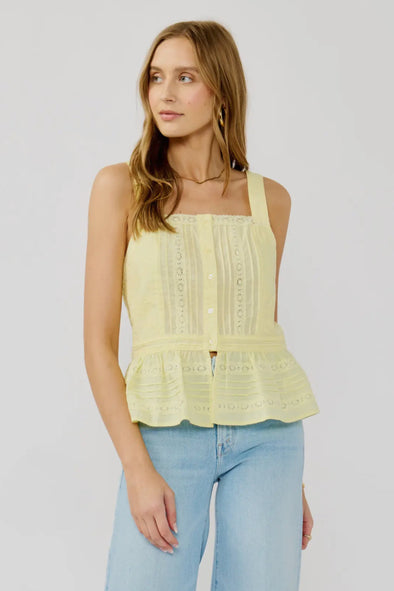 Smocked Peplum Top- Butter
