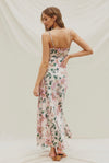 Morning Meadow Satin Maxi Dress- Multi