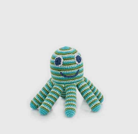Plush Ocean Toy- Green Octopus Rattle