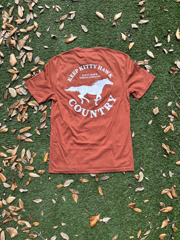 Mom's KKHC/ White Horse Tee- Baked Clay