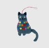 Cat in Christmas Lights Wool Felt Ornament