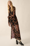 Evie Floral Mesh Maxi Dress- Black