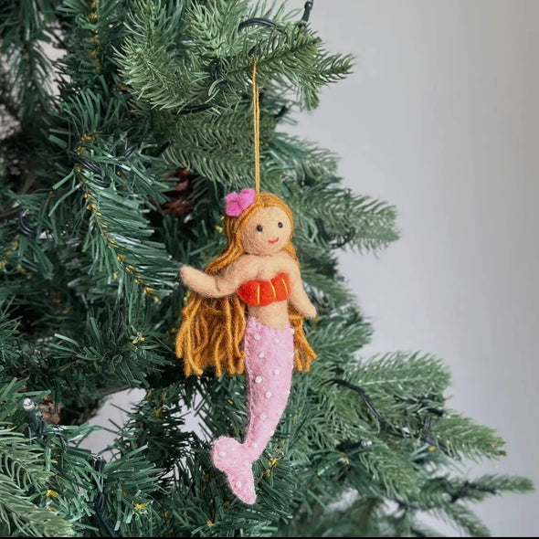 Felt Mermaid Ornament- Pink