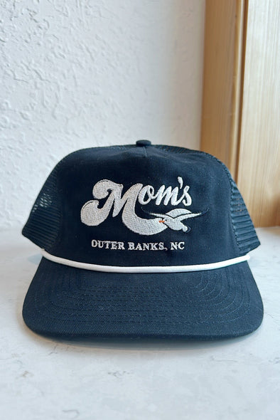 Mom's Logo Seagull Brushed Cotton Trucker- Black/White Rope