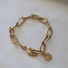 David Oval Chain Bracelet- 24kt GP