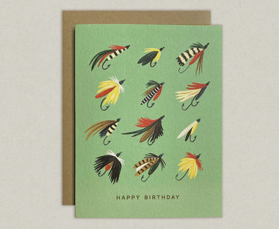 Happy Birthday Fishing Flies Greeting Card