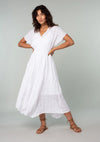 Button Front Handkerchief Midi Dress- White